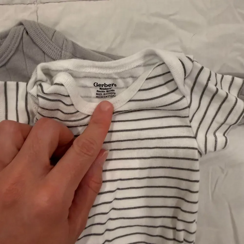 Newborn Baby Bodysuit Bundle, Size NB and 0-3M